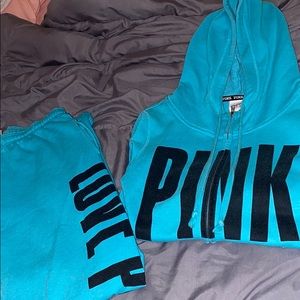 VICTORIA SECRETS PINK SWEATSUIT SET, Top & Bottom